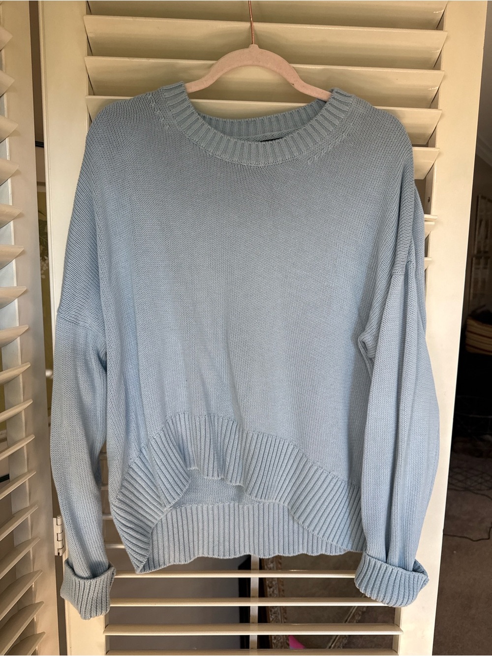 Quince Light Blue Crewneck Knit Sweater